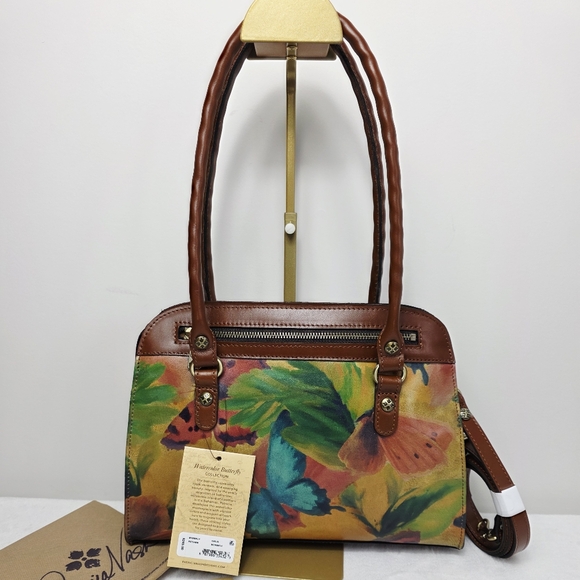 Patricia Nash Leather Calvi Watercolor Butterfly Satchel - Picture 6 of 10